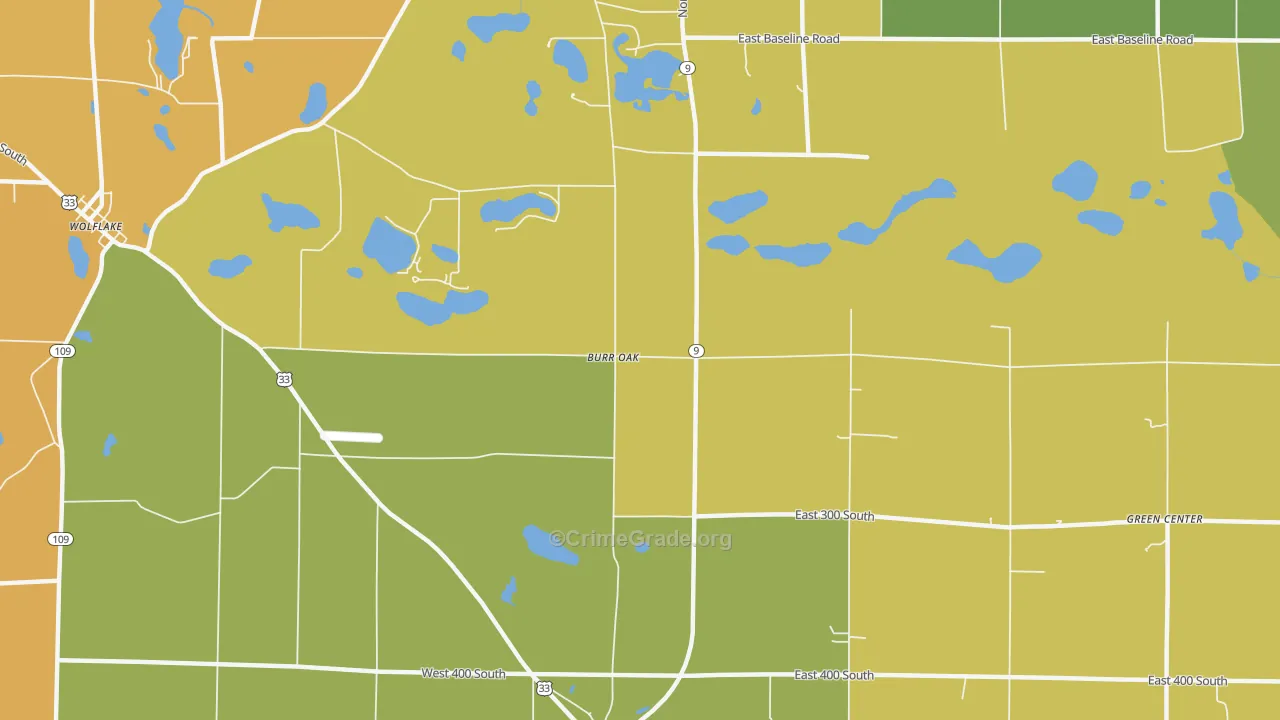 Burr Oak, IN Map of Vandalism Rates