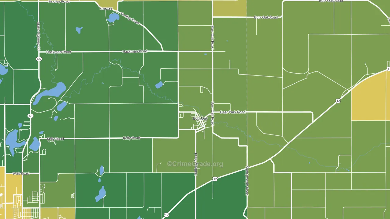 Burr Oak, MI Map of Vandalism Rates