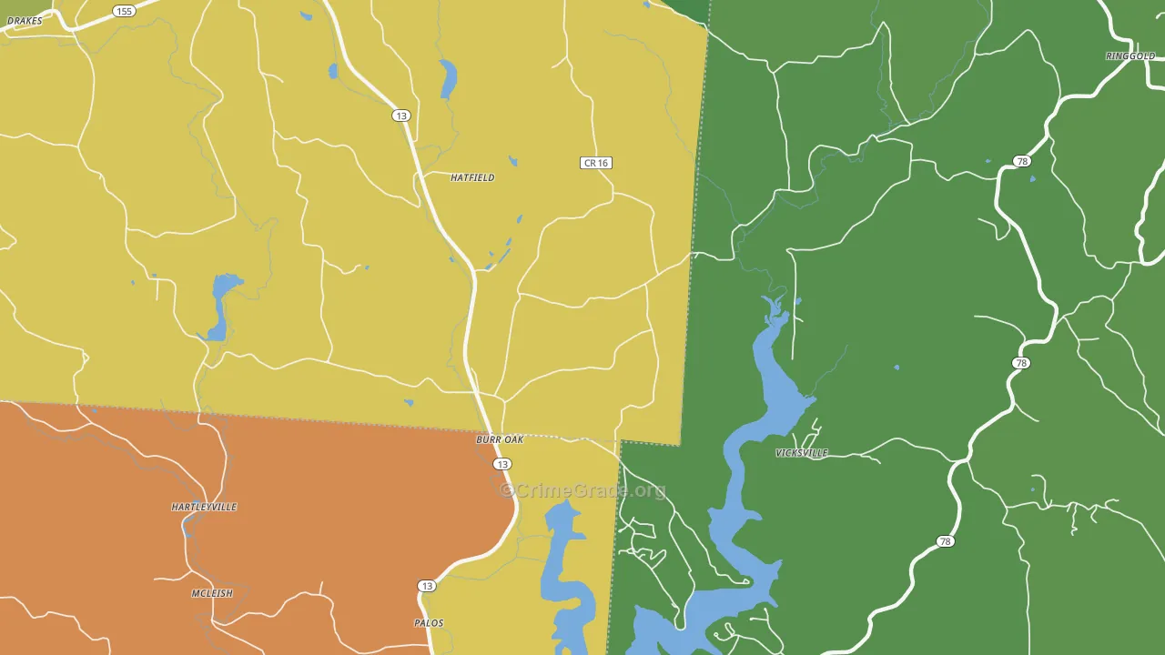 Burr Oak, OH Map of Vandalism Rates