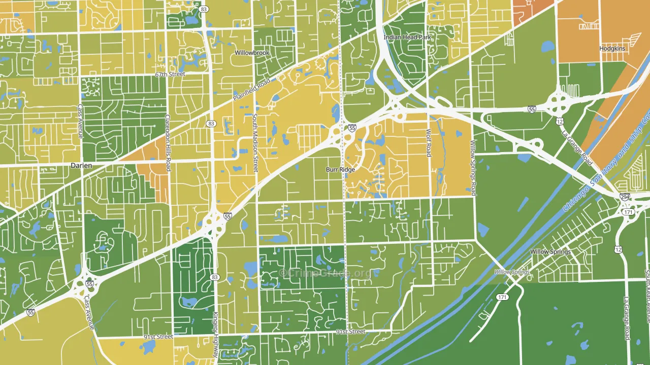 Burr Ridge, IL Map of Vandalism Rates