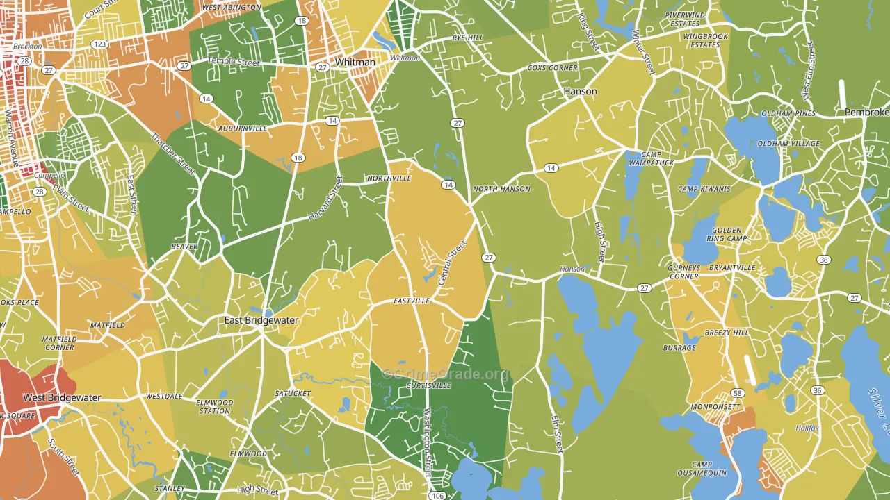 Burrage, Hanson, MA Map of Vandalism Rates