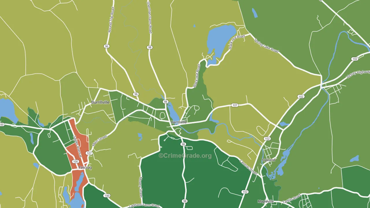 Burrillville, RI Map of Vandalism Rates