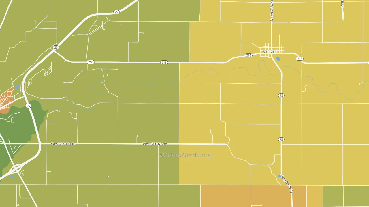 Burrows, IN Map of Vandalism Rates