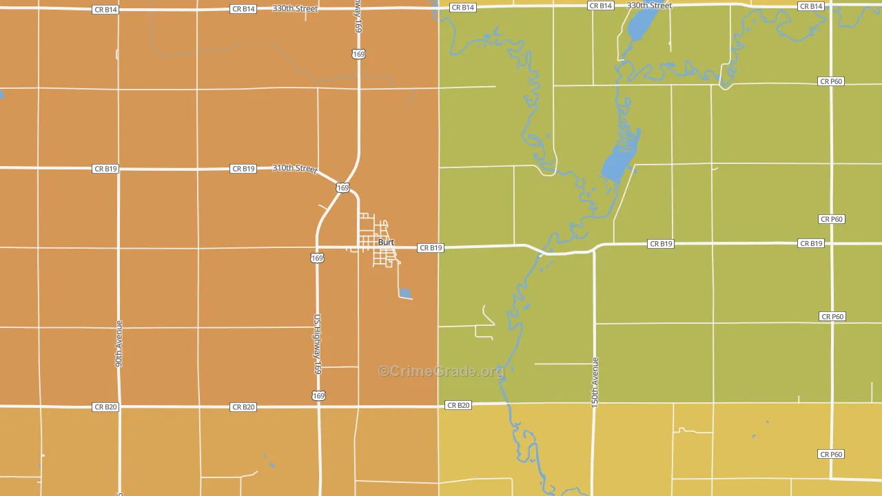 Burt, IA Map of Vandalism Rates