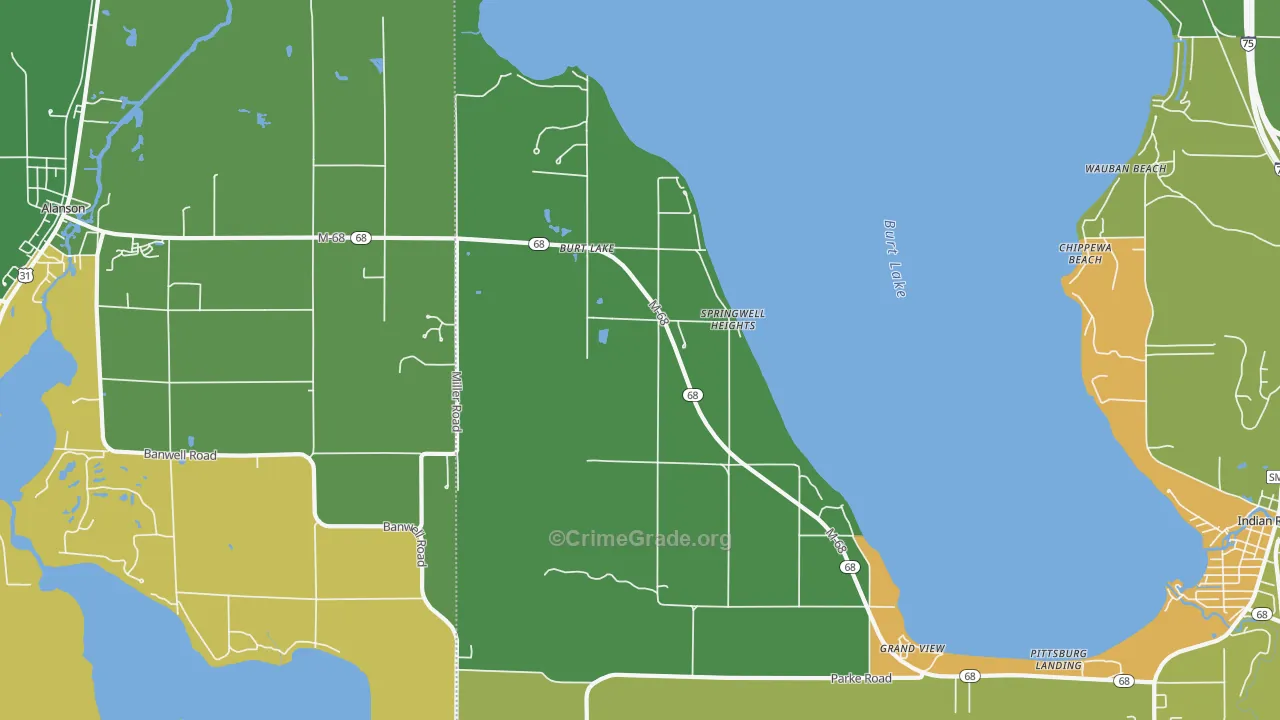 Burt Lake, MI Map of Vandalism Rates