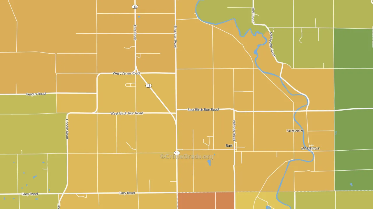 Burt, MI Map of Vandalism Rates