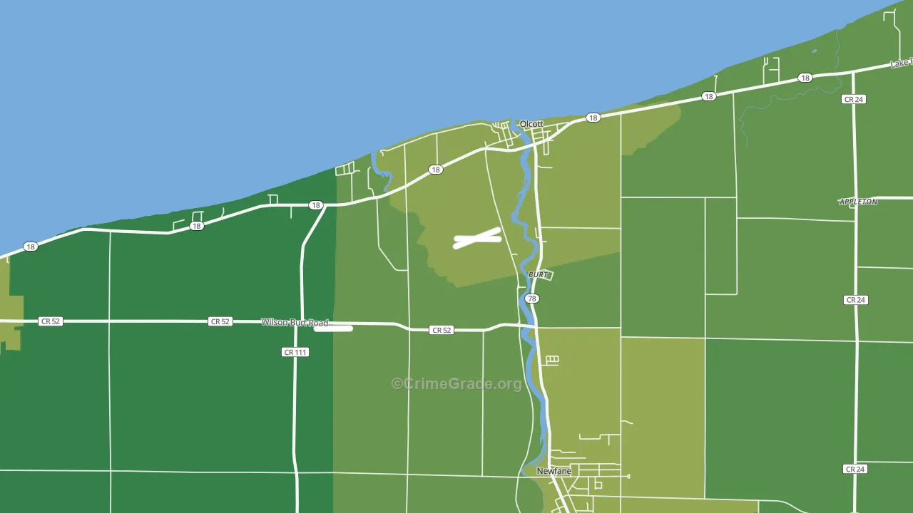 Burt, NY Map of Vandalism Rates
