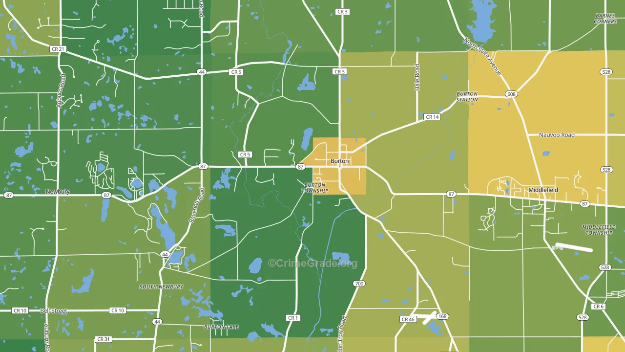 Burton, OH Map of Vandalism Rates