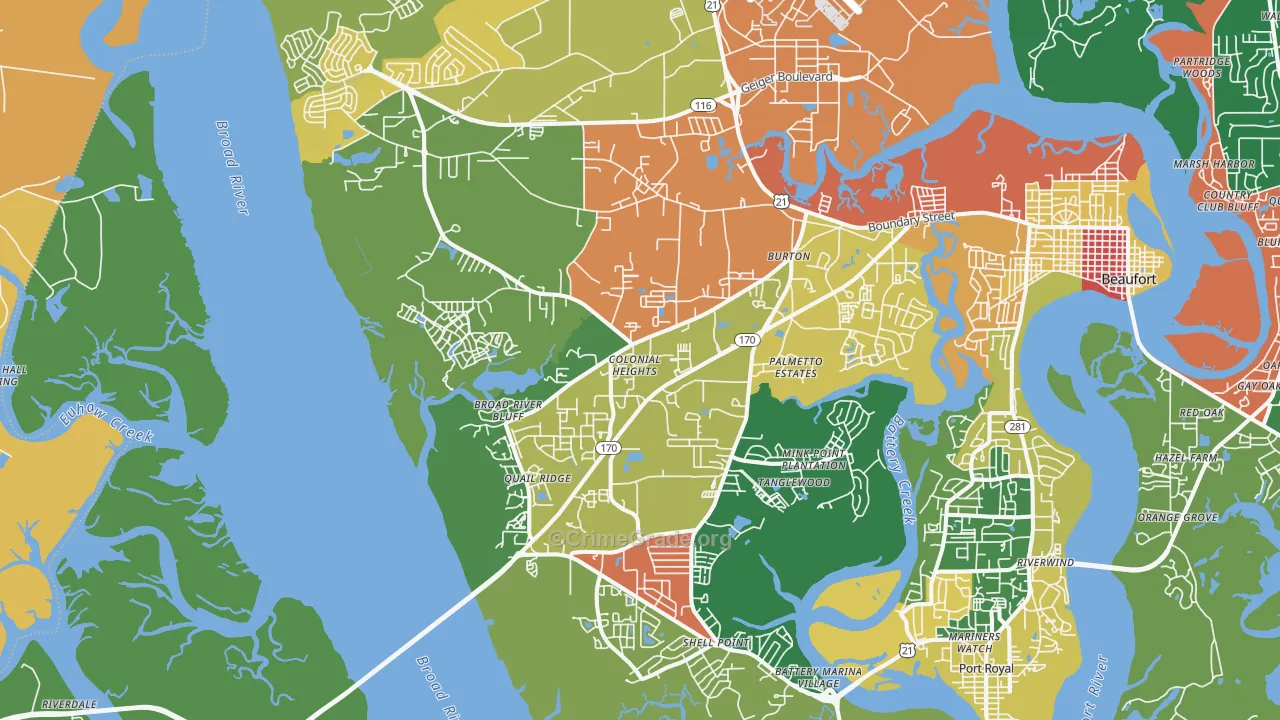 Burton, SC Map of Vandalism Rates