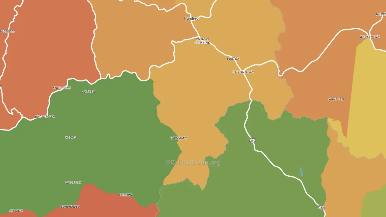 Burton, WV Map of Vandalism Rates