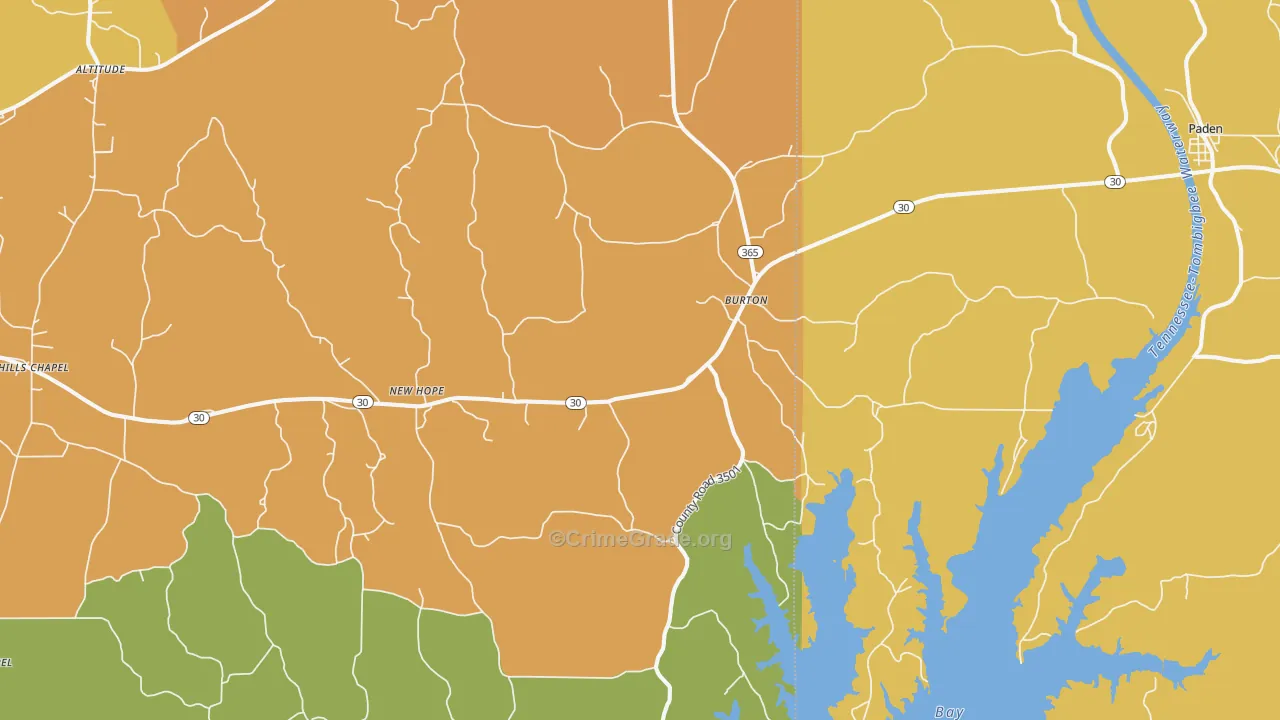 Burtons, MS Map of Vandalism Rates