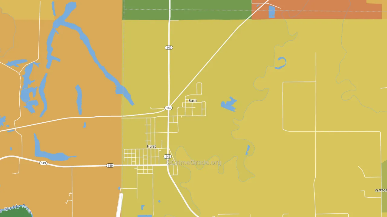 Bush, IL Map of Vandalism Rates