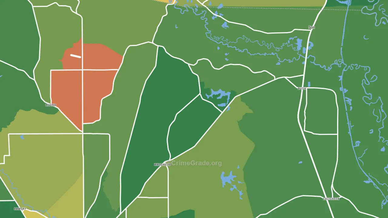 Bush, LA Map of Vandalism Rates