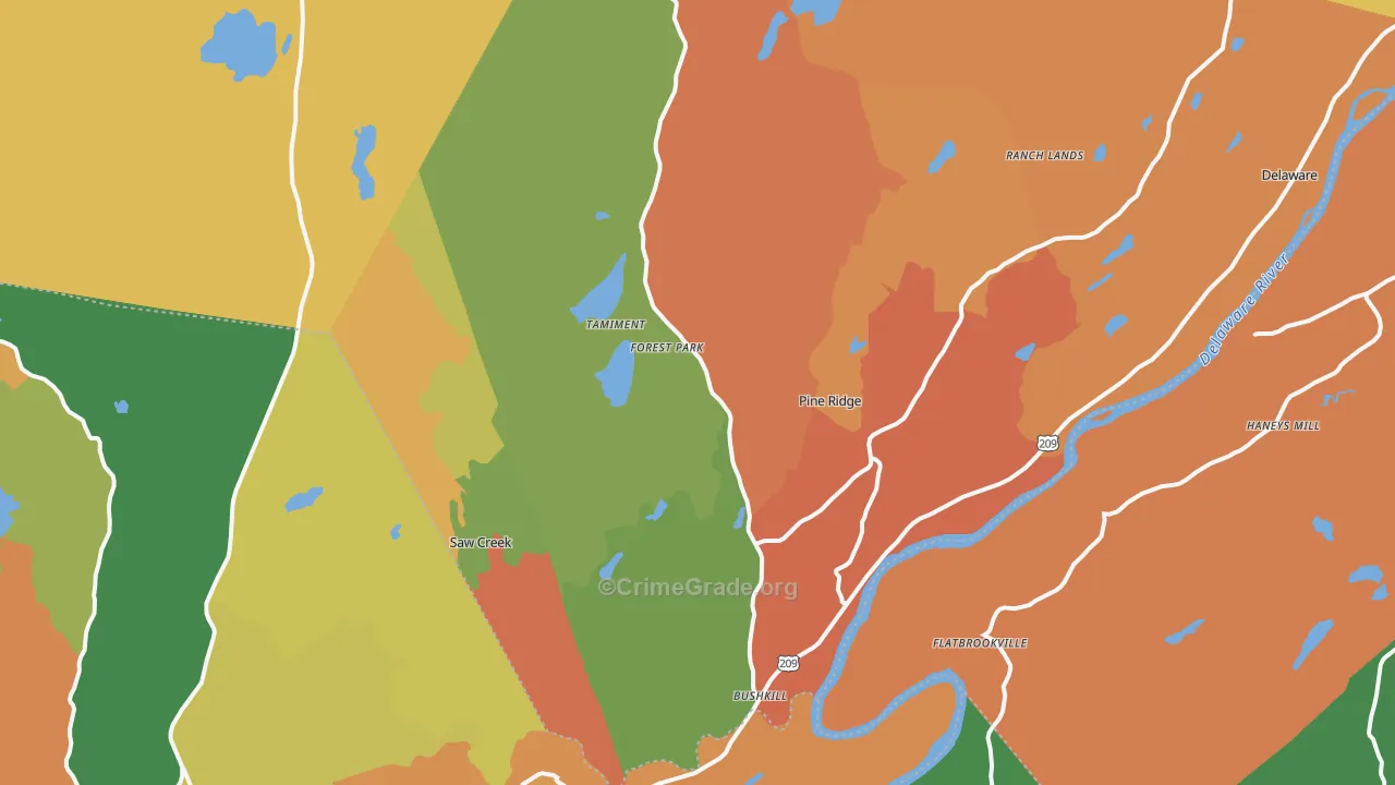 Bushkill, PA Map of Vandalism Rates