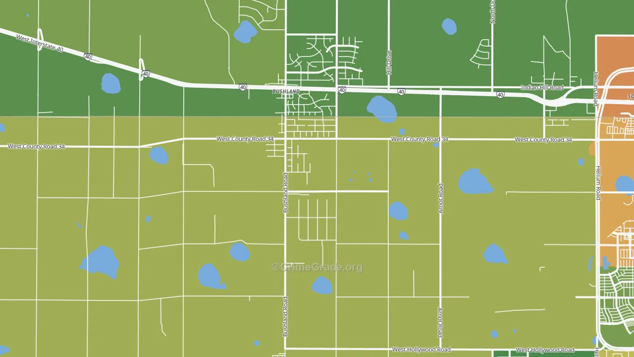 Bushland, TX Map of Vandalism Rates