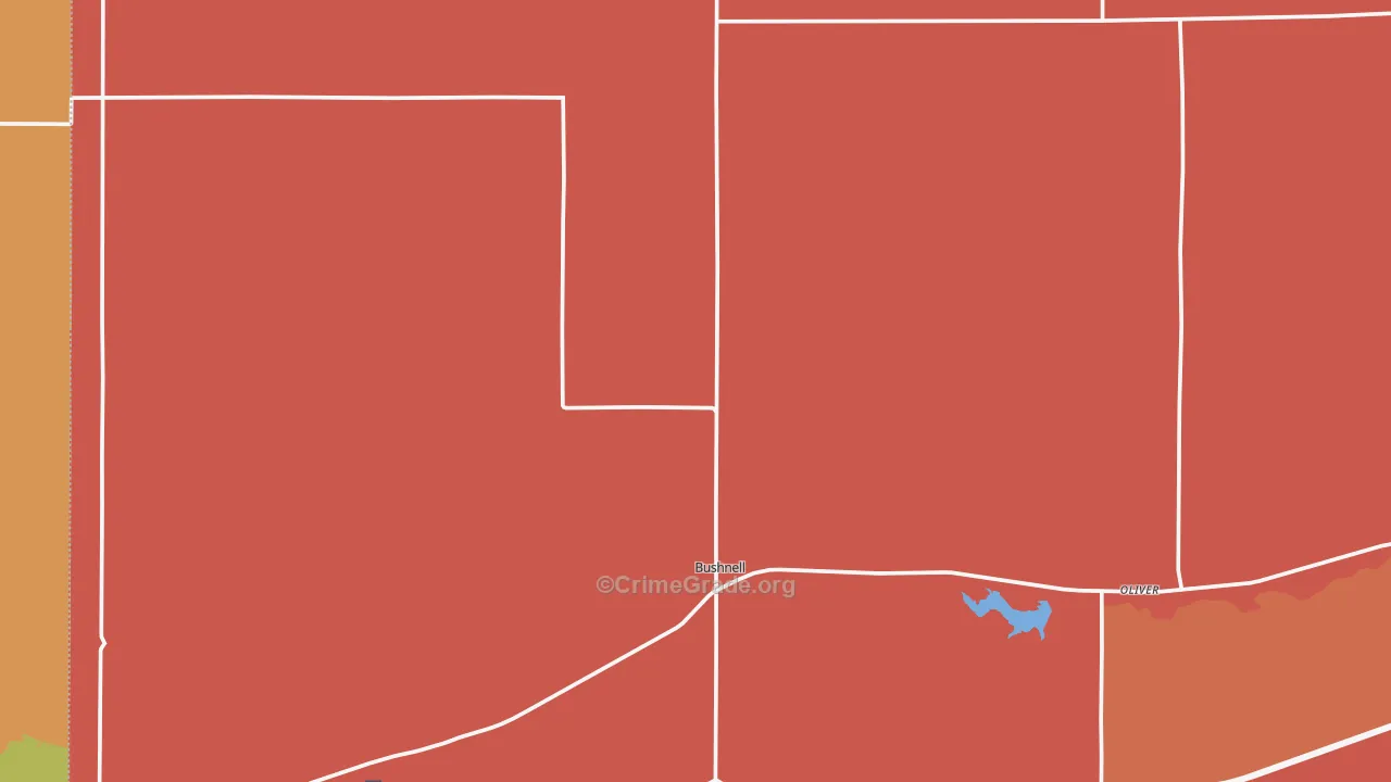 Bushnell, NE Map of Vandalism Rates