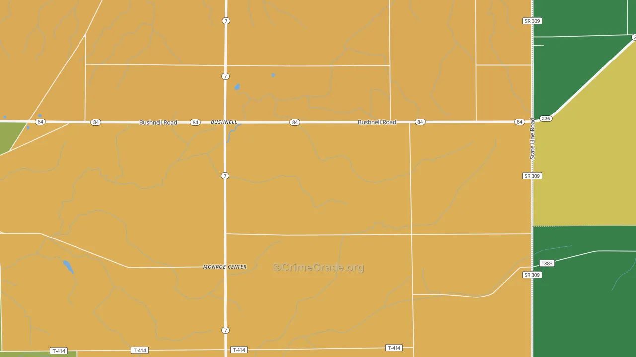 Bushnell, OH Map of Vandalism Rates