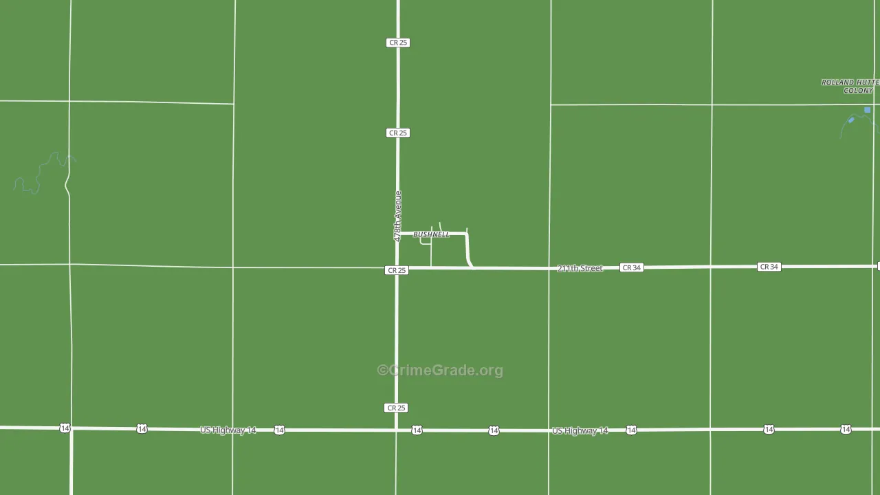 Bushnell, SD Map of Vandalism Rates