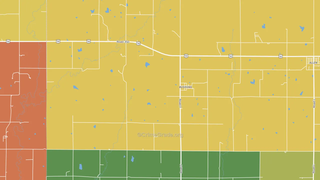 Bushong, KS Map of Vandalism Rates