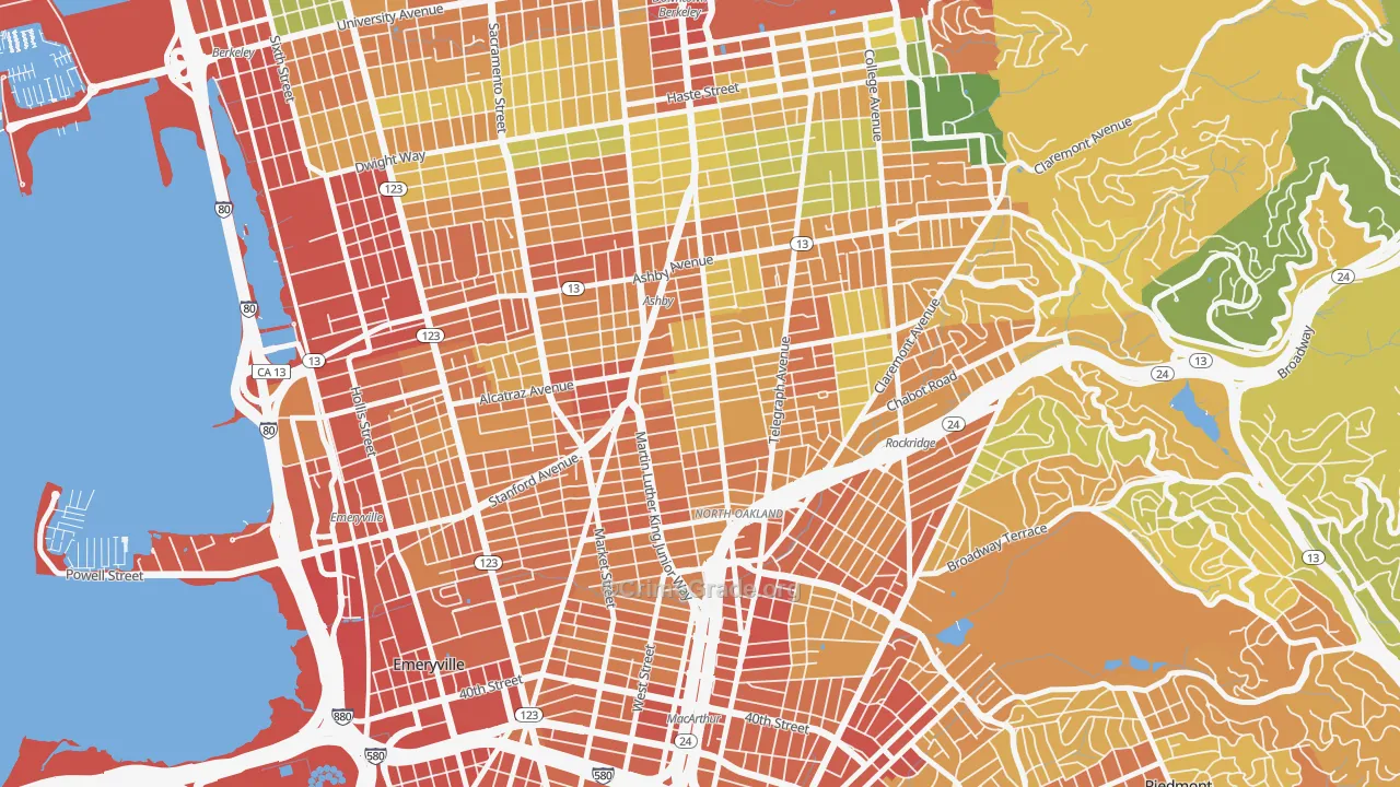 Bushrod, Oakland, CA Map of Vandalism Rates