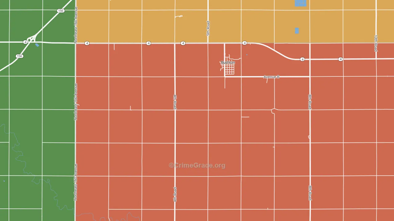 Bushton, KS Map of Vandalism Rates
