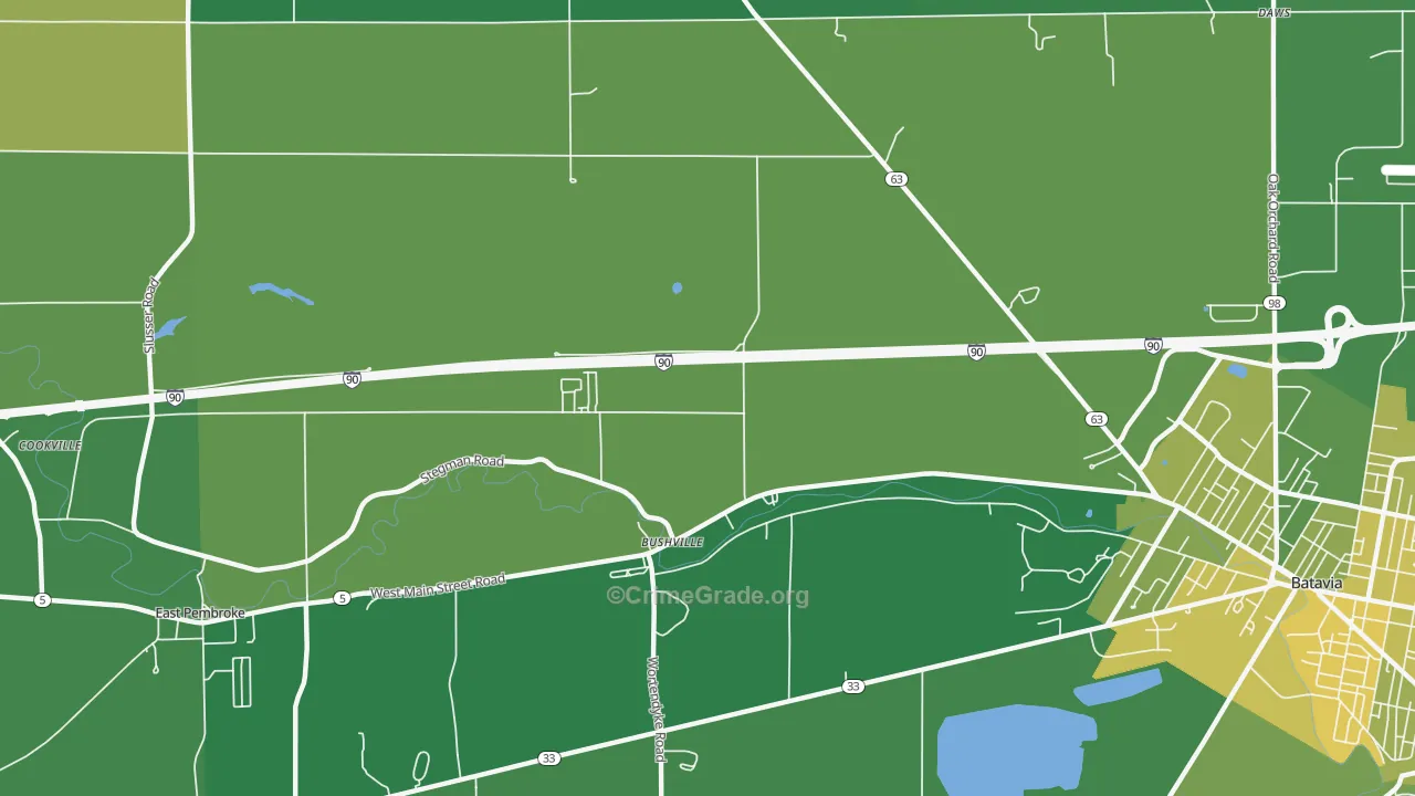 Bushville, NY Map of Vandalism Rates