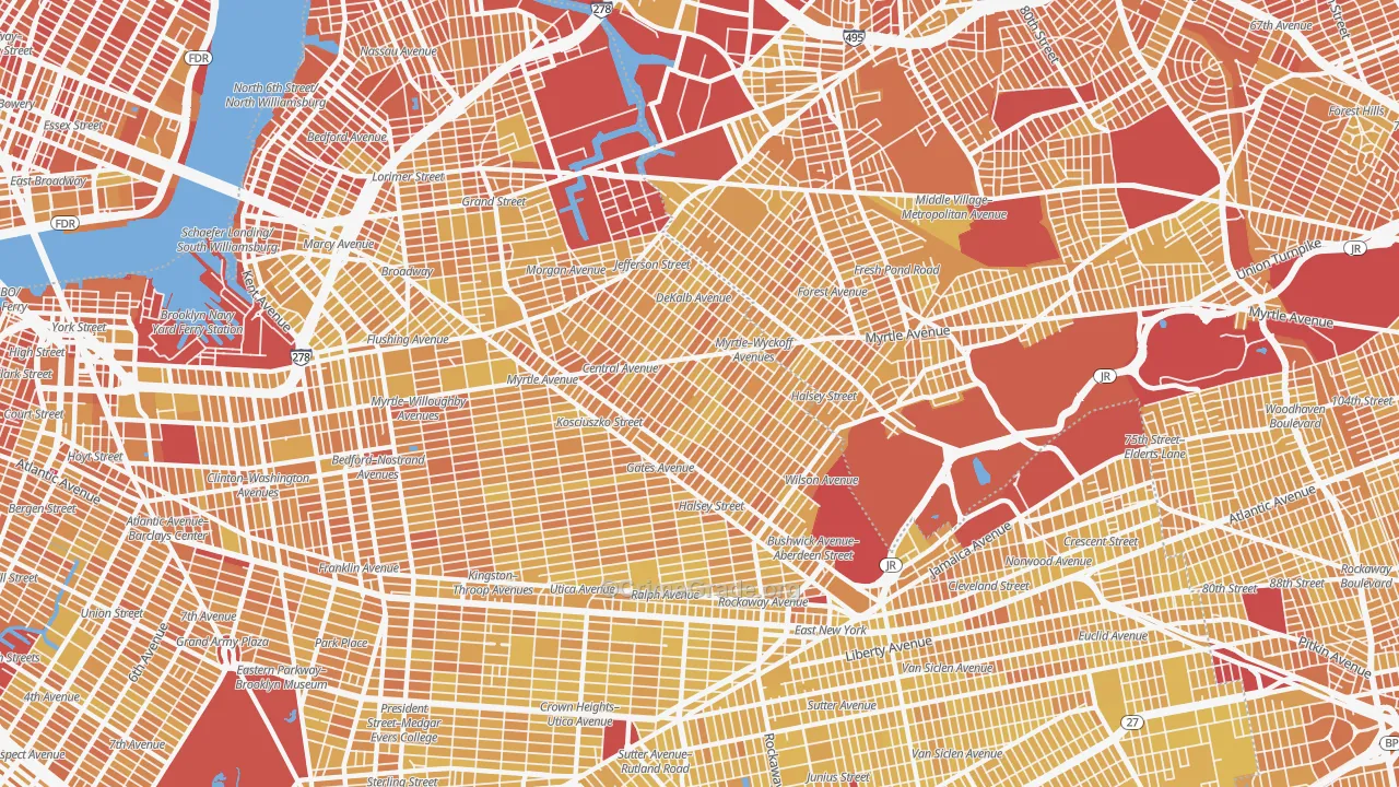 Bushwick, Brooklyn, NY Map of Vandalism Rates