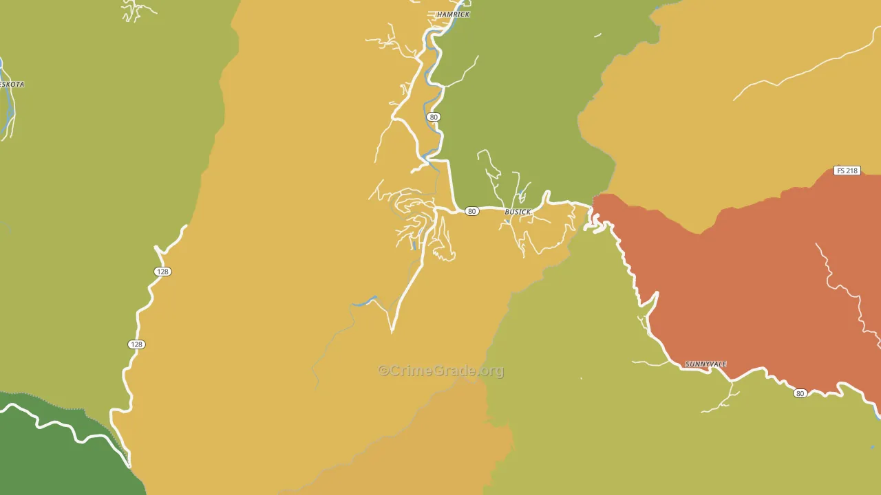 Busick, NC Map of Vandalism Rates