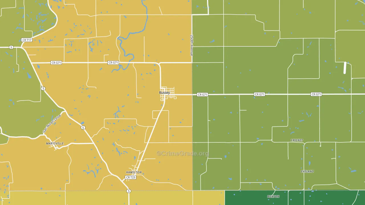Bussey, IA Map of Vandalism Rates