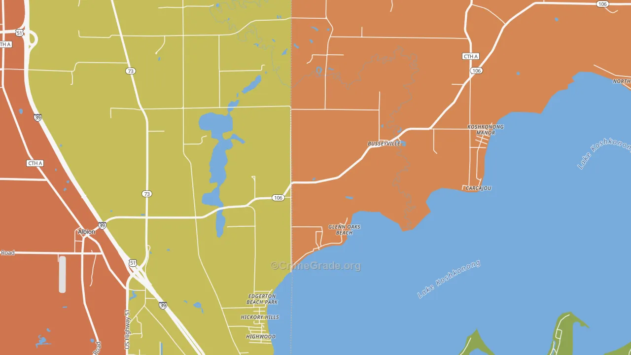 Busseyville, WI Map of Vandalism Rates