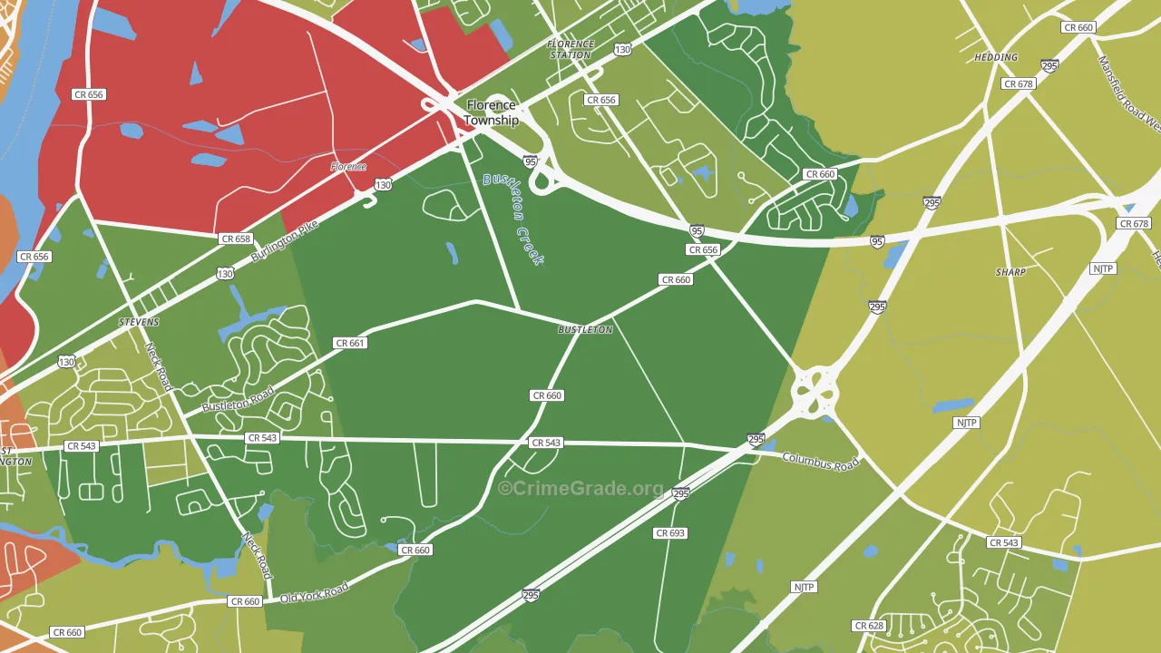 Bustleton, NJ Map of Vandalism Rates