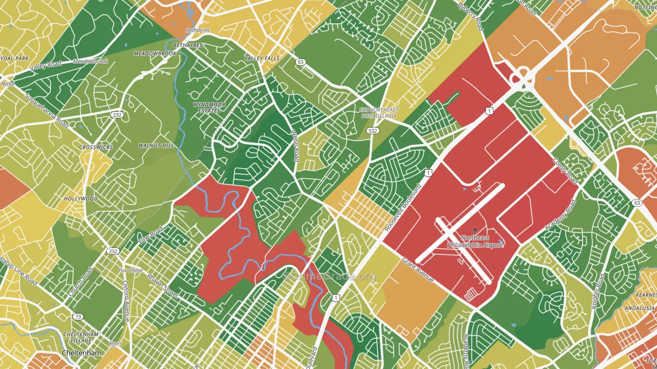 Bustleton, Philadelphia, PA Map of Vandalism Rates