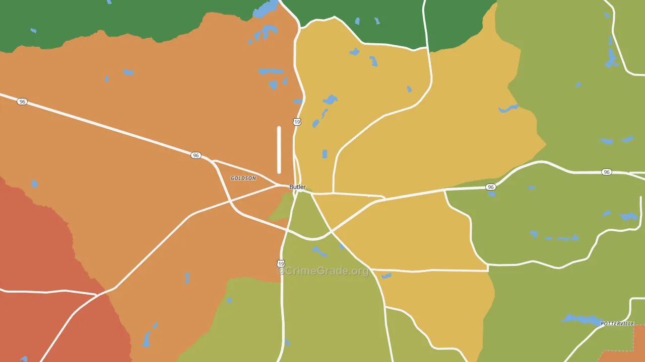 Butler, GA Map of Vandalism Rates