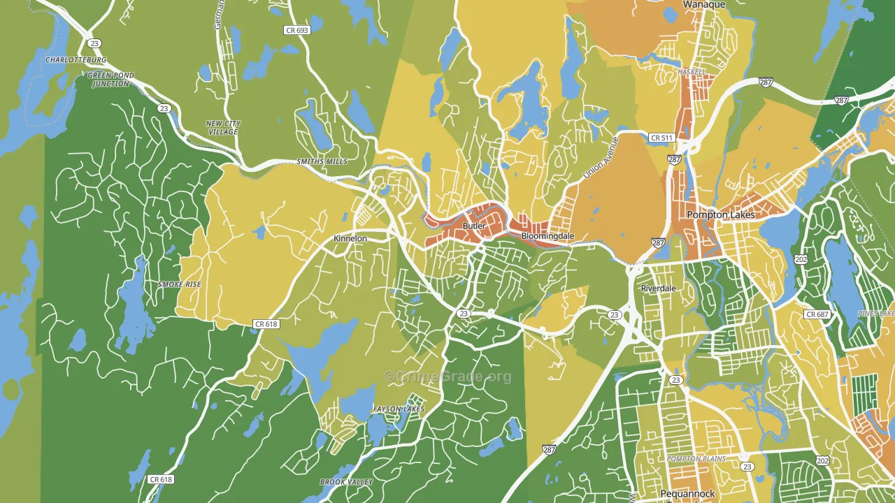 Butler, NJ Map of Vandalism Rates