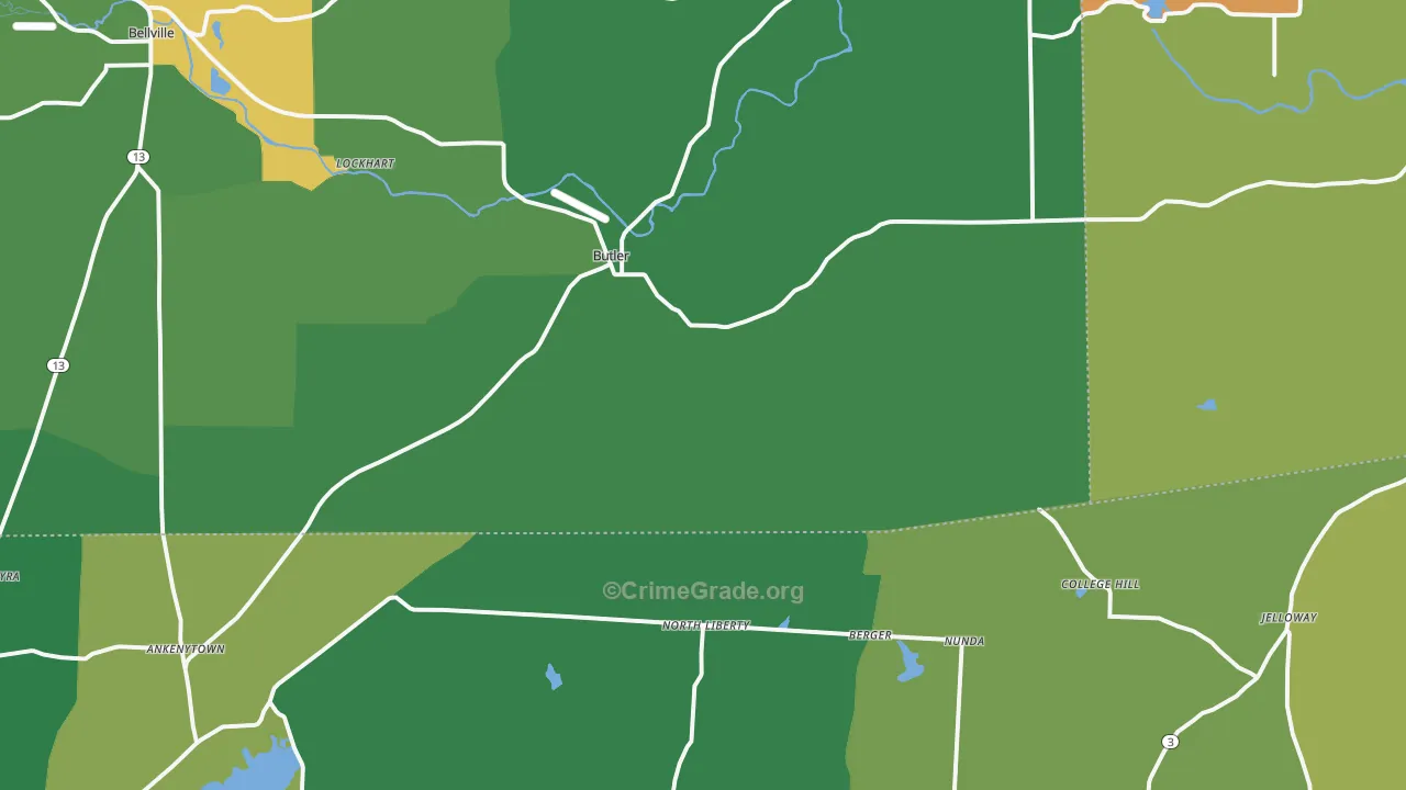 Butler, OH Map of Vandalism Rates