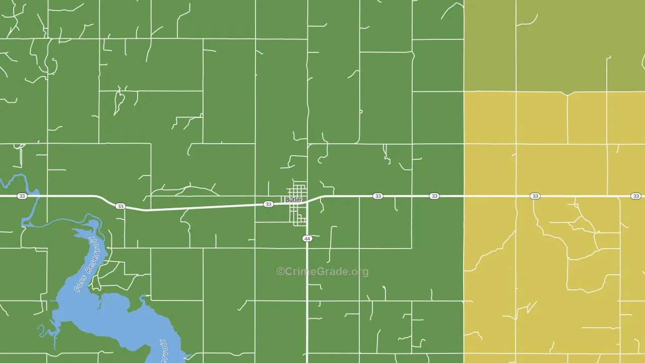 Butler, OK Map of Vandalism Rates