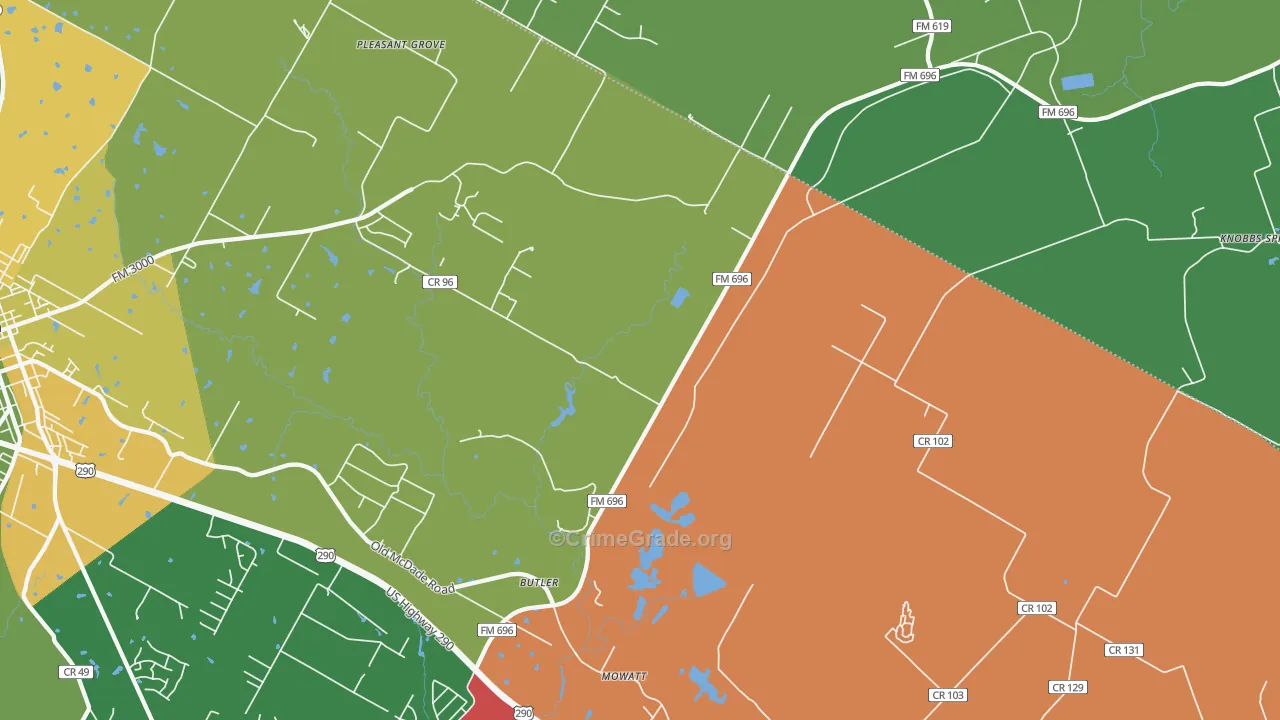 Butler, TX Map of Vandalism Rates
