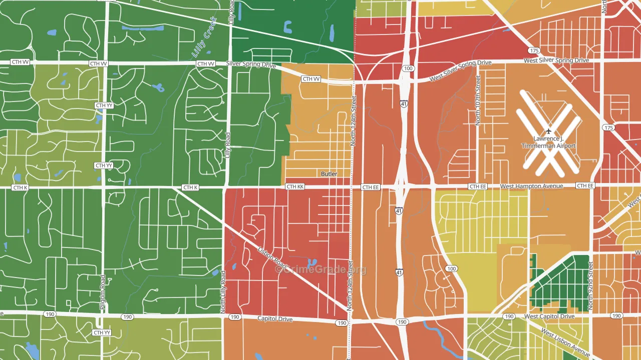 Butler, WI Map of Vandalism Rates