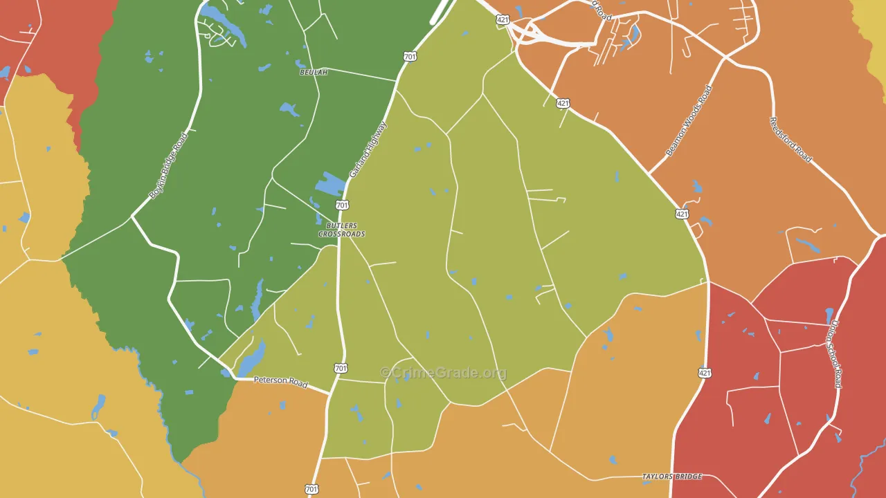 Butlers Crossroads, NC Map of Vandalism Rates