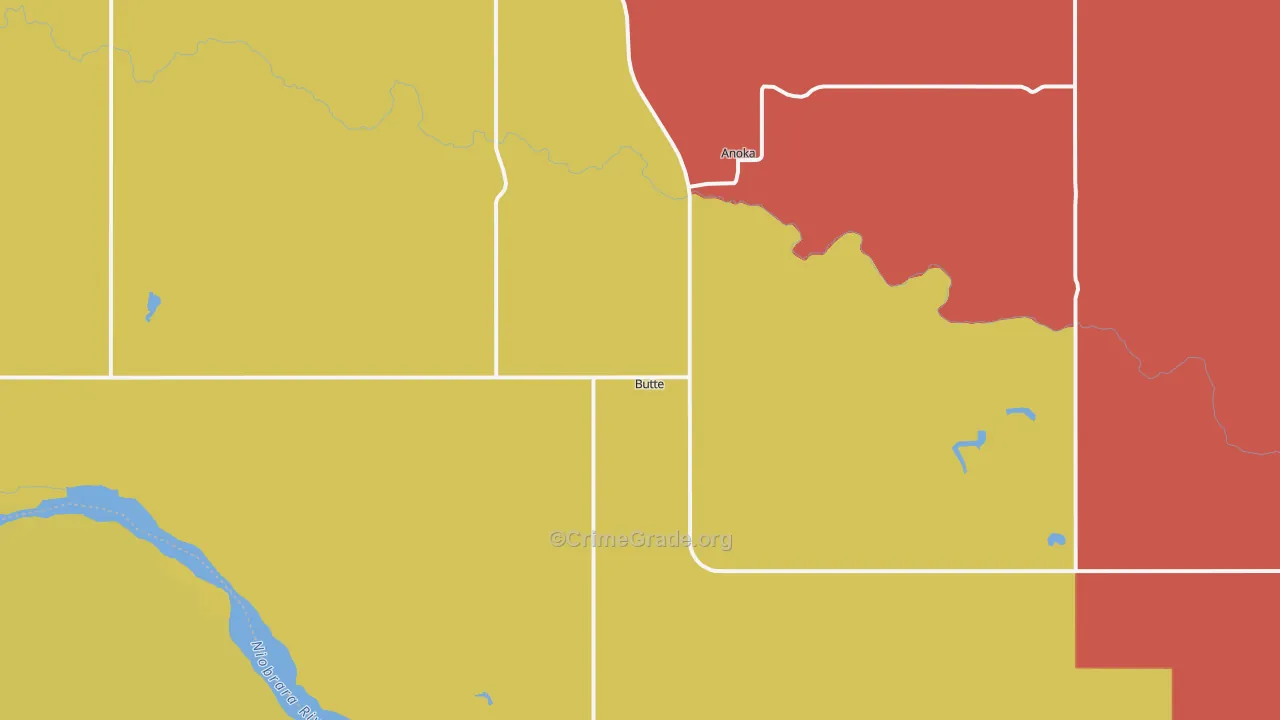 Butte, NE Map of Vandalism Rates