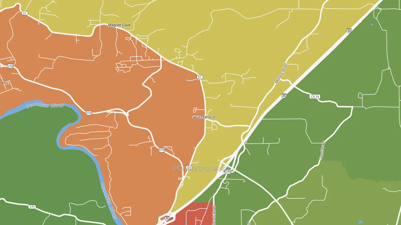 Butterfield, AR Map of Vandalism Rates