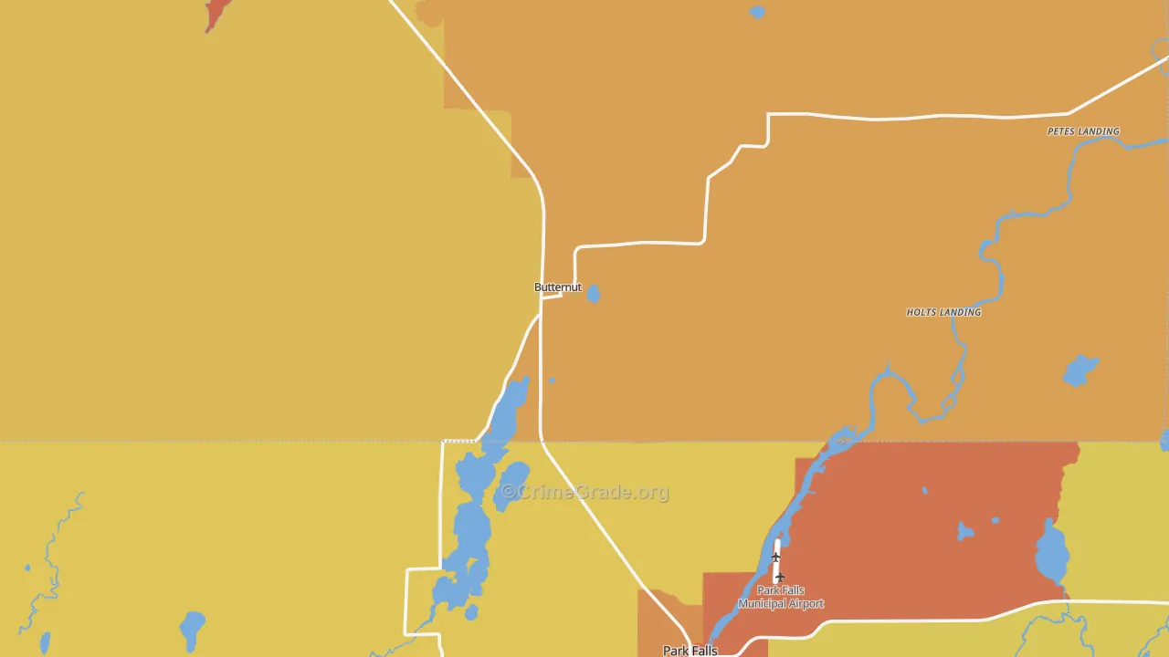 Butternut, WI Map of Vandalism Rates