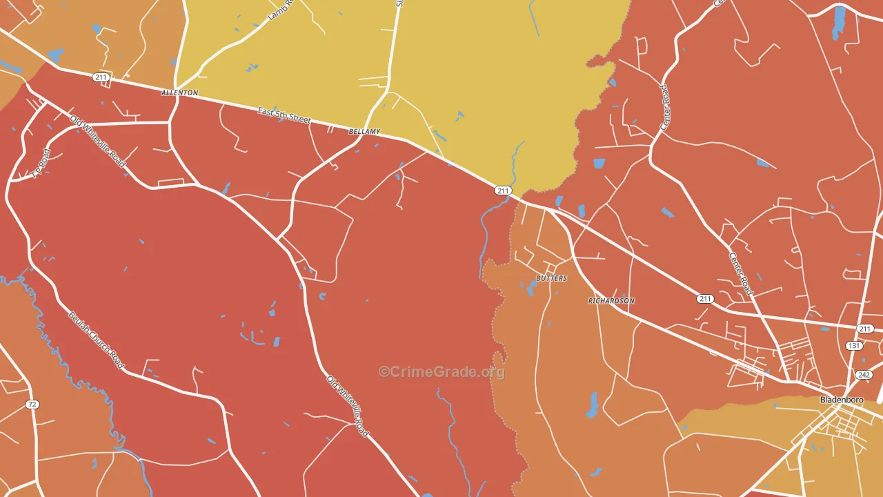 Butters, NC Map of Vandalism Rates
