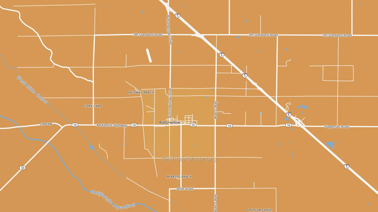 Buttonwillow, CA Map of Vandalism Rates