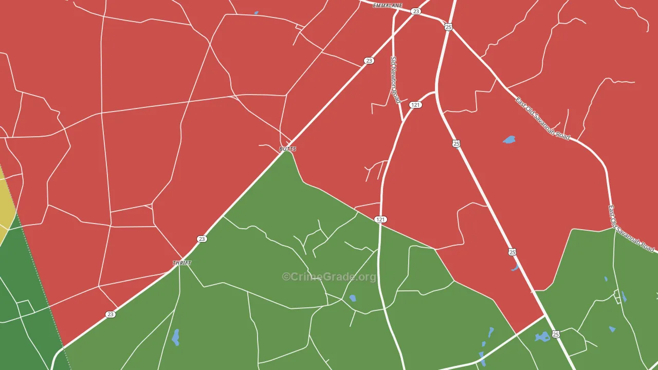 Butts, GA Map of Vandalism Rates
