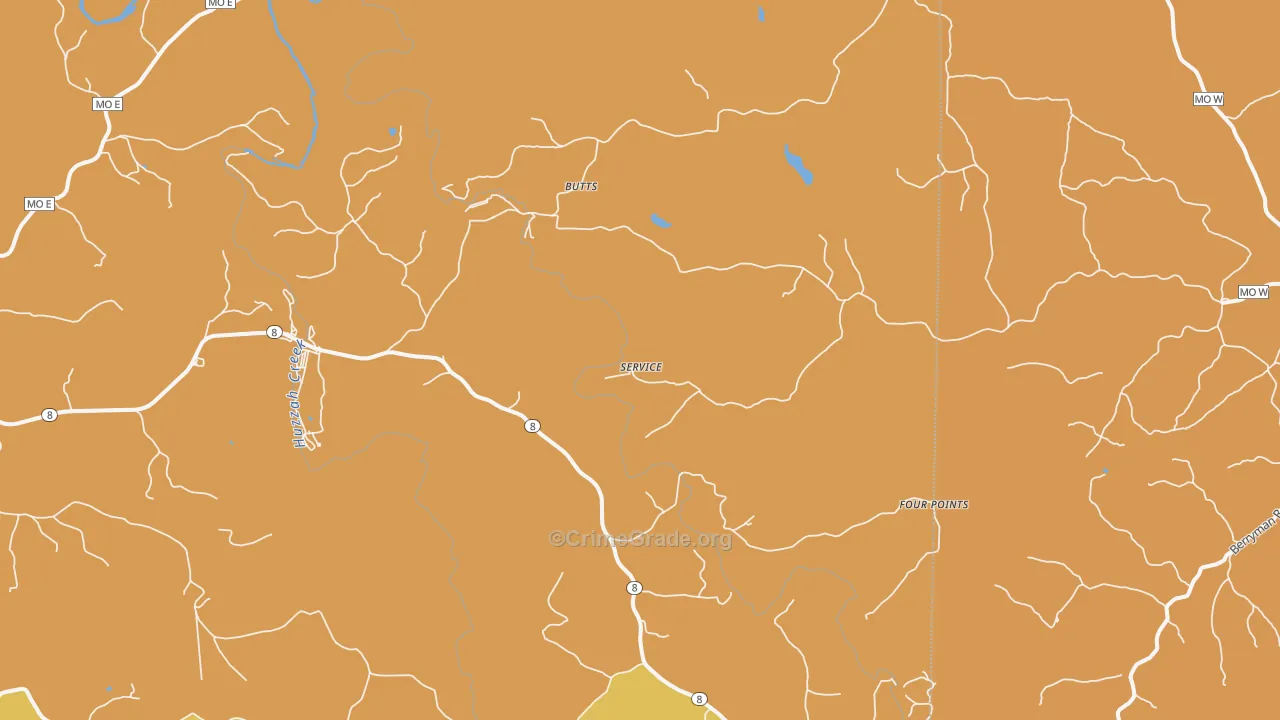 Butts, MO Map of Vandalism Rates