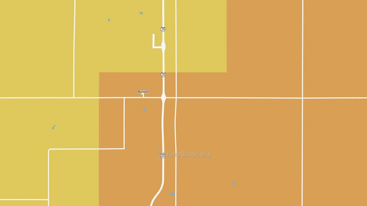Buxton, ND Map of Vandalism Rates