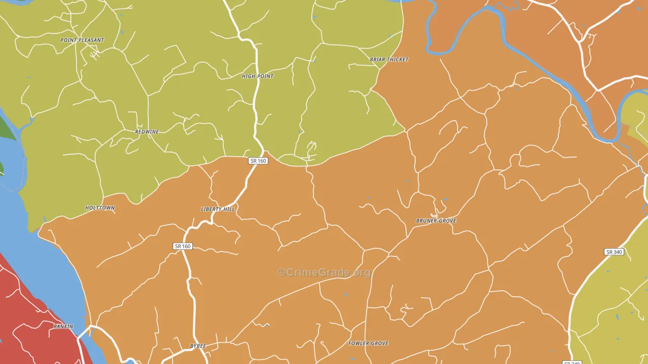 Bybee, TN Map of Vandalism Rates