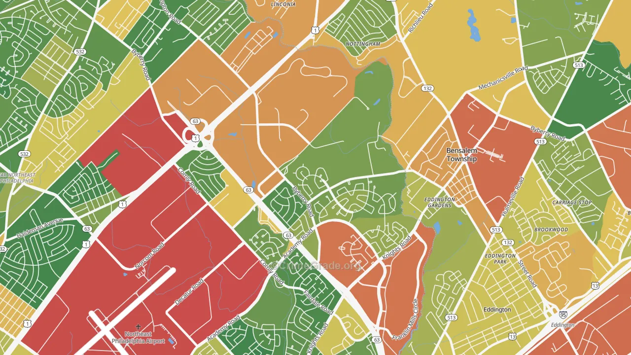 Byberry, Philadelphia, PA Map of Vandalism Rates