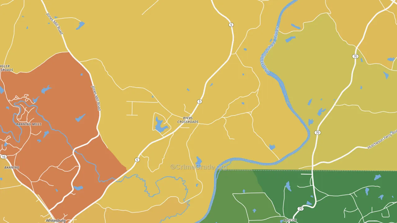 Byers Crossroads, GA Map of Vandalism Rates